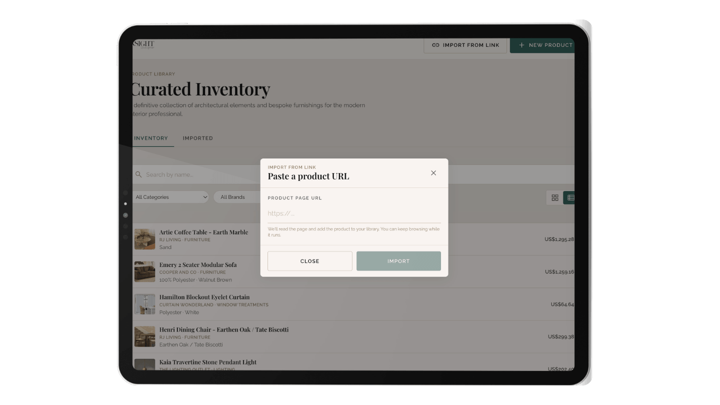Save a product from any supplier website in one click