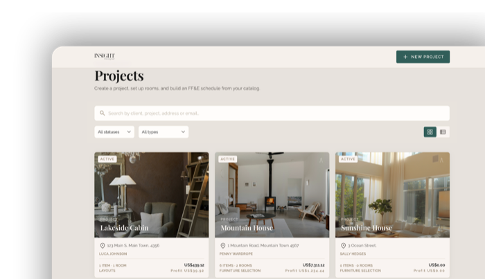 Every project on one screen, each showing its own profit